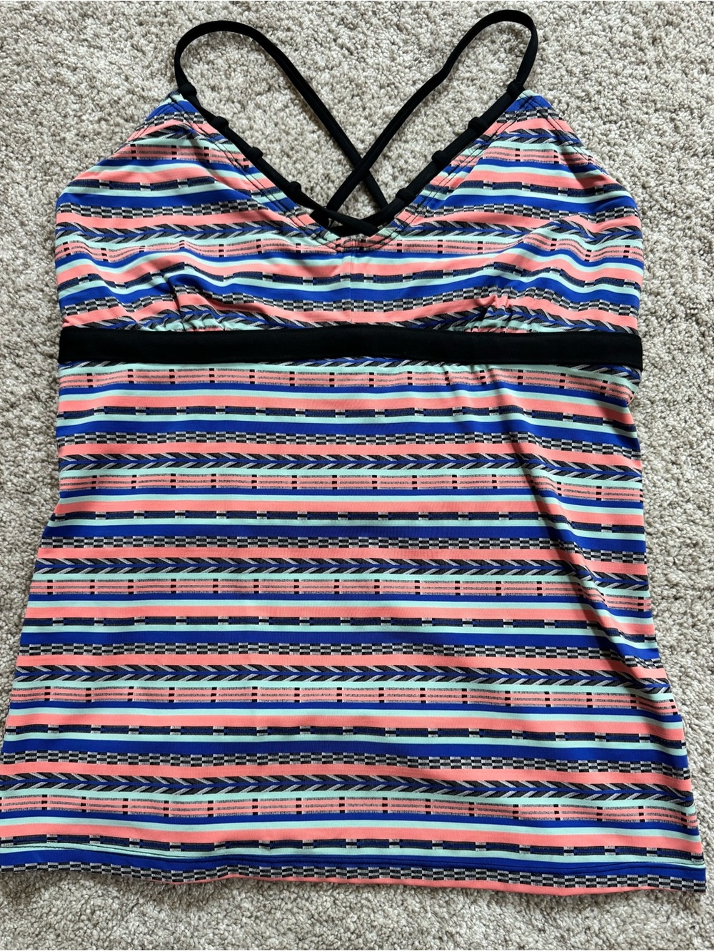 Athleta Purple Active Top with Multicolor Trim